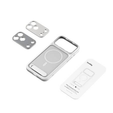 SmallRig 5550 FilMov - case/etui foto-video z płytkami obiektywu do iPhone 17 Pro, biały - zawartość zestawu